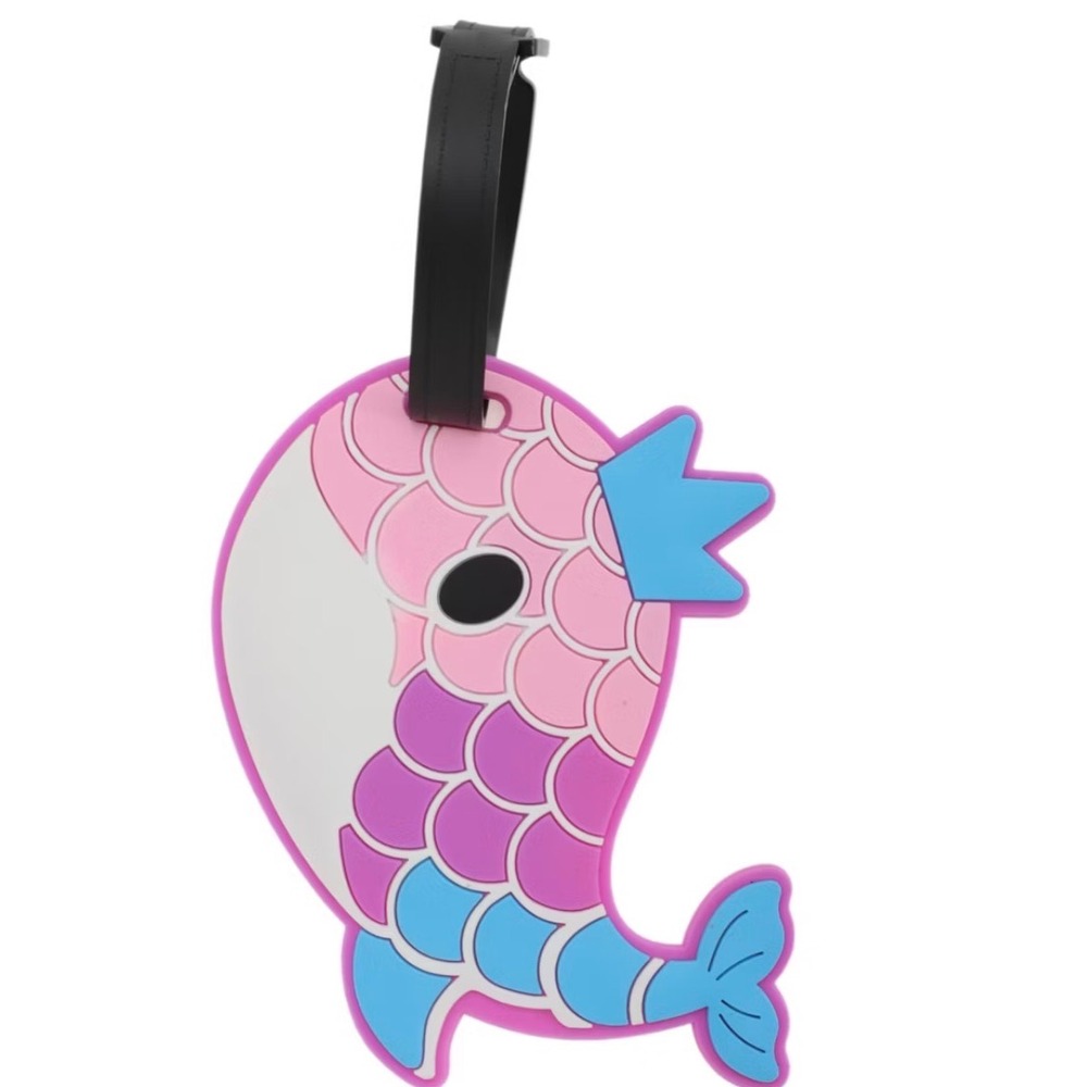 Unbranded‎ Fish Luggage Tag Unisex OS Pink Blue New Silicone Crown Scales